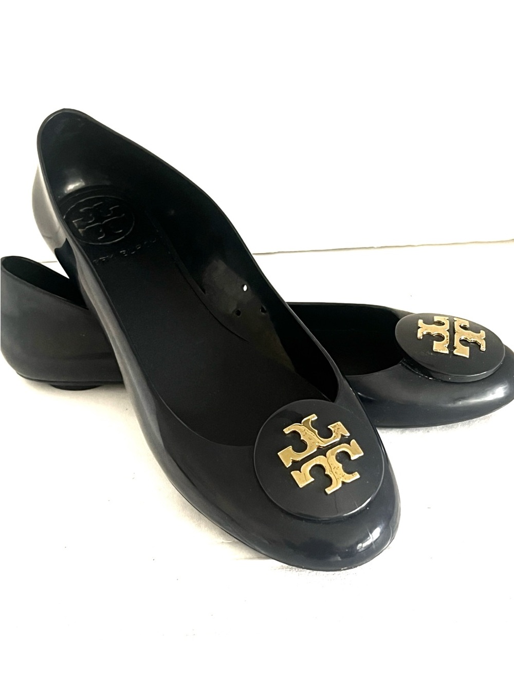 Tory Burch Black Reva Ballet Jelly Flat Sz US 8